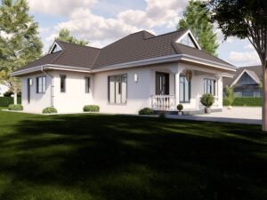 Three bedroom bungalow house plan/design.