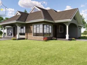 A three-bedroom bungalow house plan