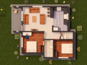 A two bedroom house plan in Kenya