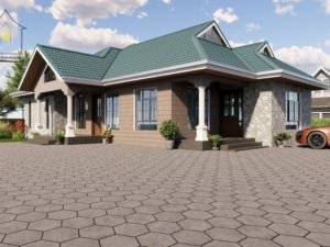 A three-bedroom house design - floor plan