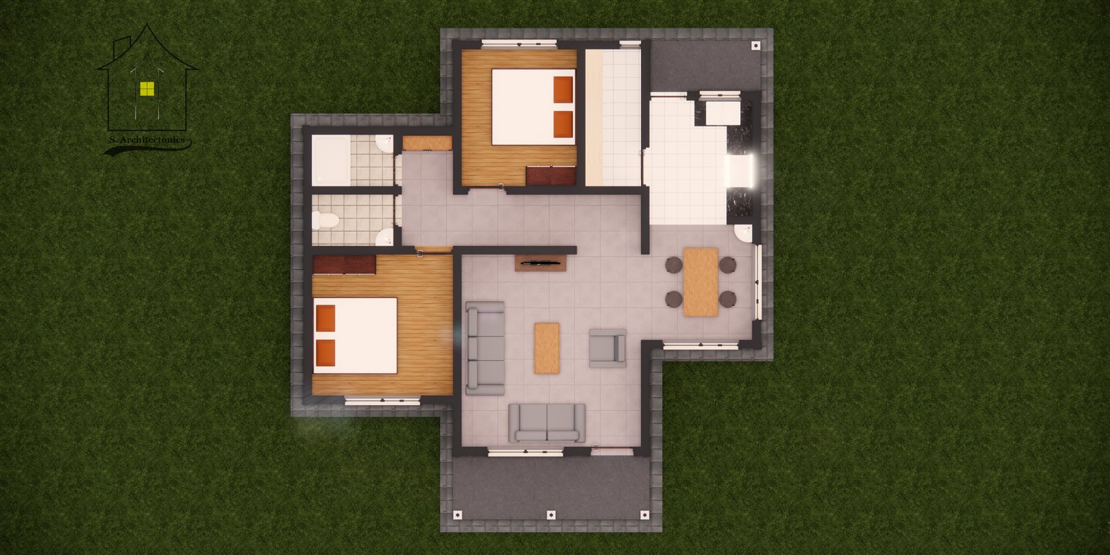 A two bedroom house plan - S. Architectonics