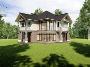 This is an elegant four-bedroom maisonette house plan