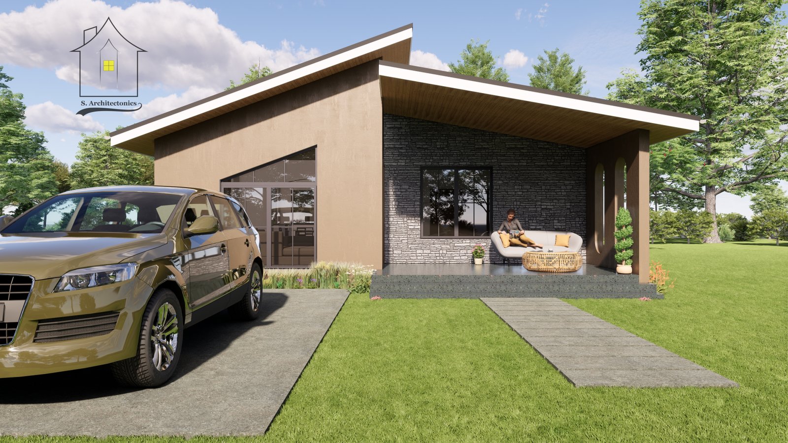 A three-bedroom bungalow house plan