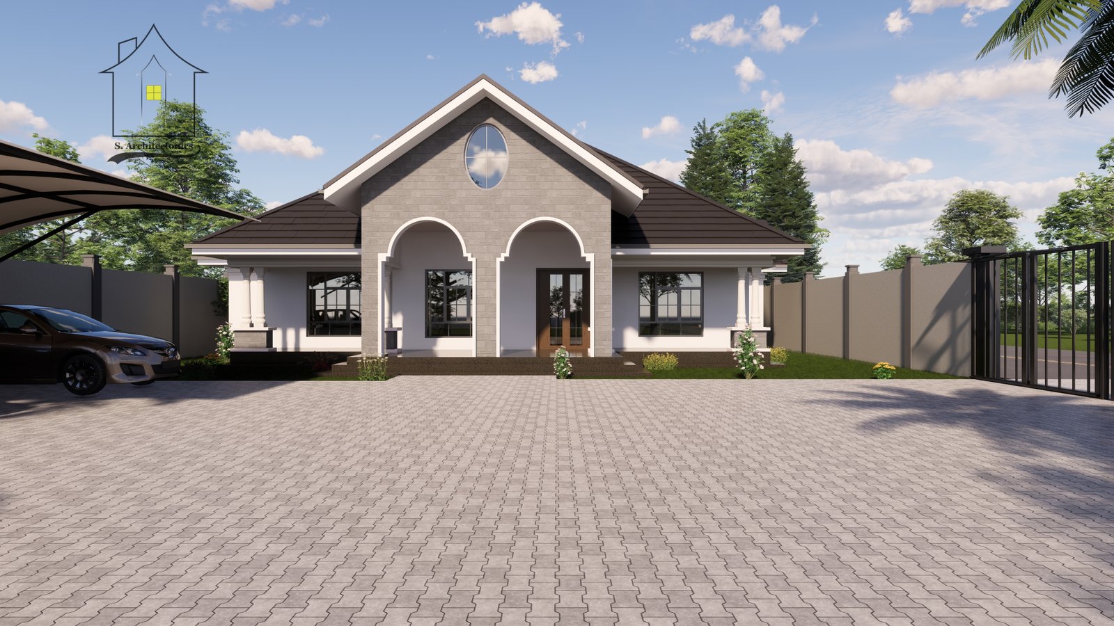 A four-bedroom bungalow house plan Kenya