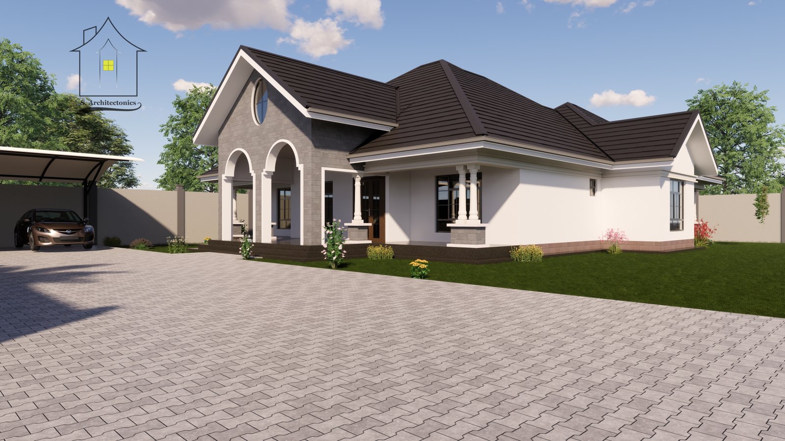 A four-bedroom bungalow house plan Kenya