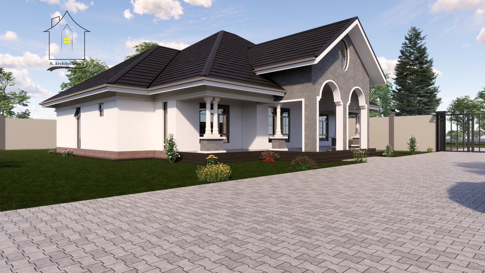 A four-bedroom bungalow house plan Kenya