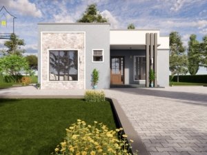 A beautiful two bedroom house plan with a hidden roof.