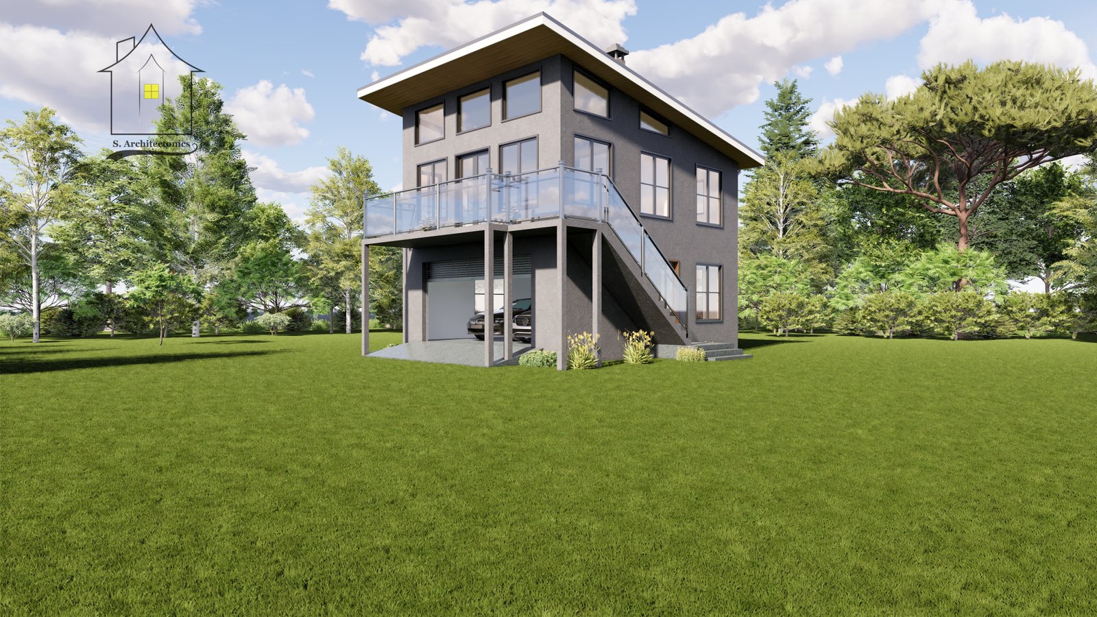 One-bedroom maisonette house plan