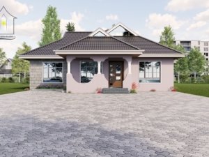 Three-bedroom bungalow design - floor plan in Kenya