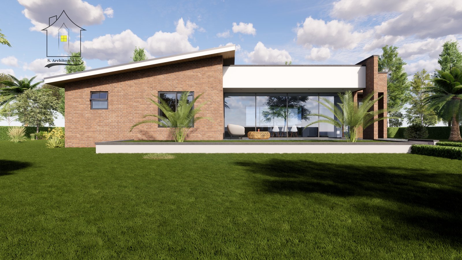 A graceful three-bedroom house plan spanning a total plinth area of 148 square meters.