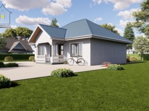 A three-bedroom house design & plan.
