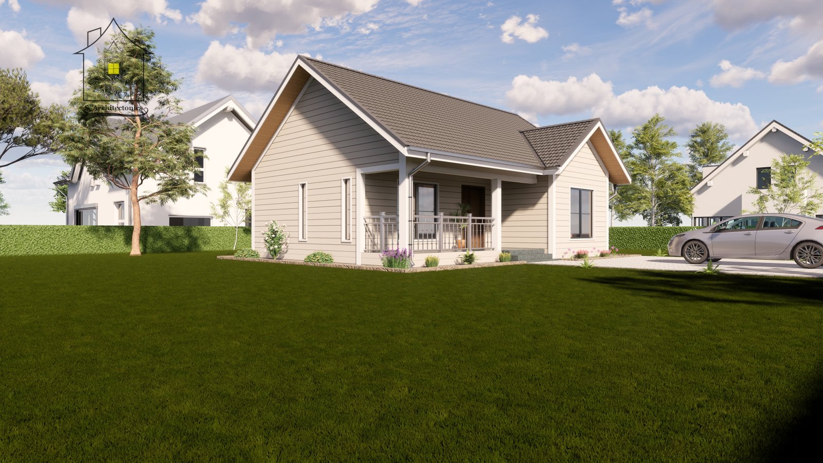 A two-bedroom house design & plan in Kenya.