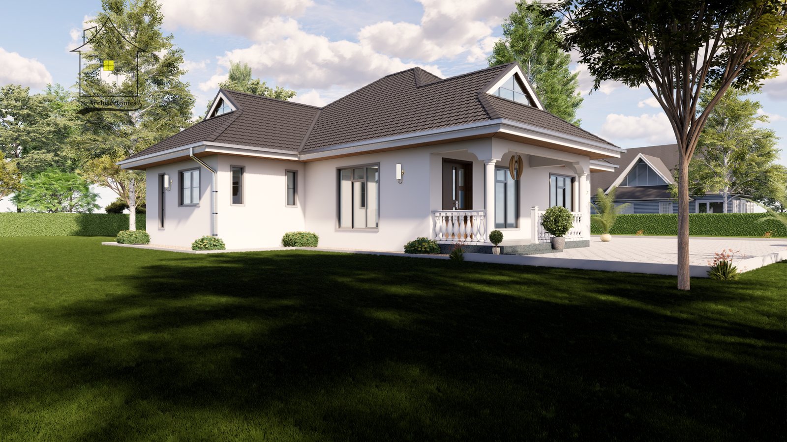 Three bedroom bungalow house plan/design.