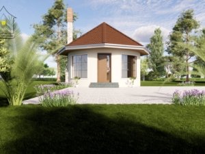 Circular outdoor kitchen design featuring a central island - S. Architectonics design.